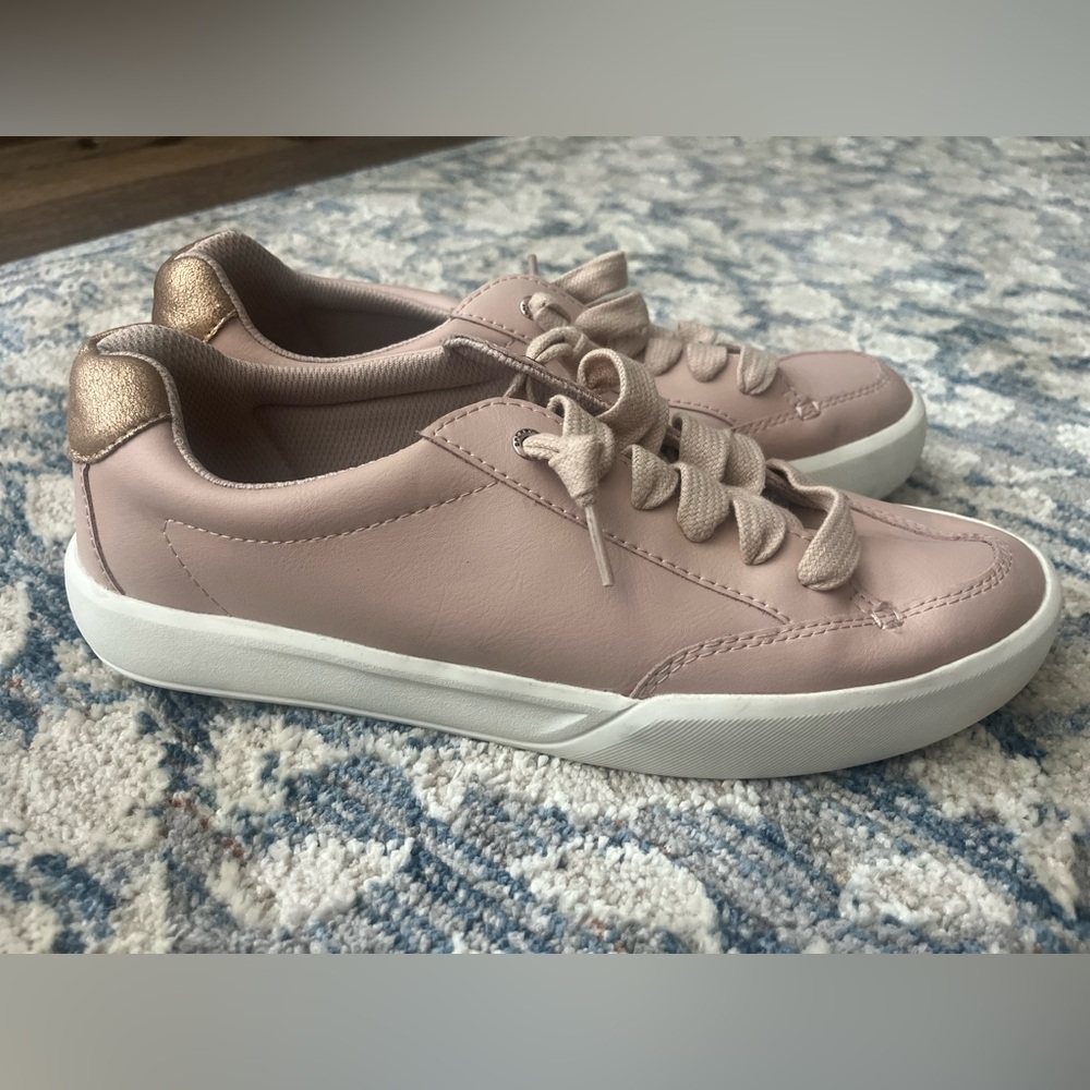 Sperry Topsider Plushstep Sneakers, blush pink leather w/rose-gold NEW